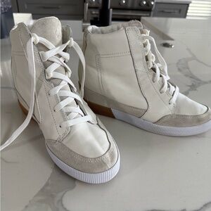 Sorel White and Gray High-Top Sneakers